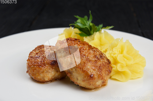 Image of Chicken meat cutlet with mashed potatoes