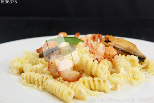 Image of Seafood Pasta with mussels salmon and shrimps