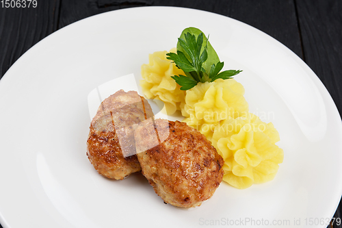 Image of Chicken meat cutlet with mashed potatoes