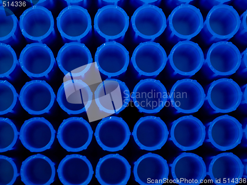 Image of Blue laboratory pipette plastic tips