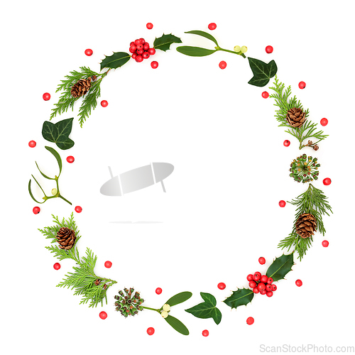 Image of Holly Berry and Winter Greenery Christmas Wreath 