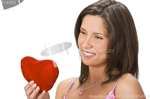 Image of Woman with a red heart