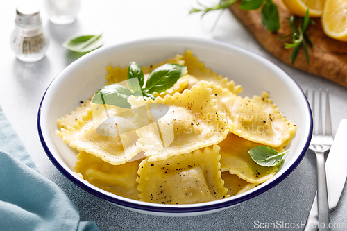 Image of Ravioli with ricotta cheese and fresh basil