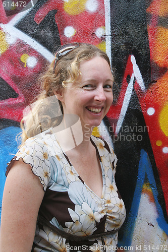 Image of Woman and graffiti