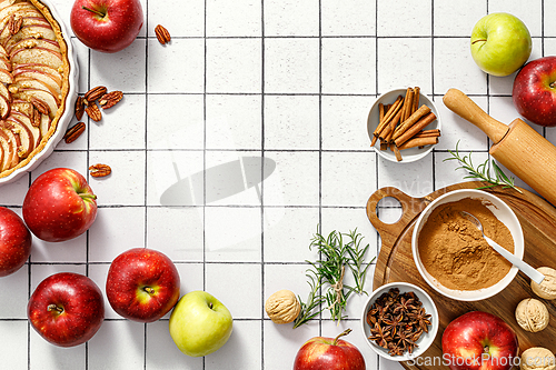 Image of Culinary background, thanksgiving or Christmas cooking, top view