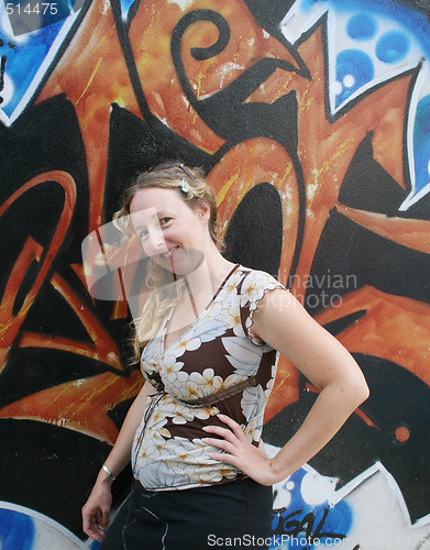 Image of Woman and graffiti