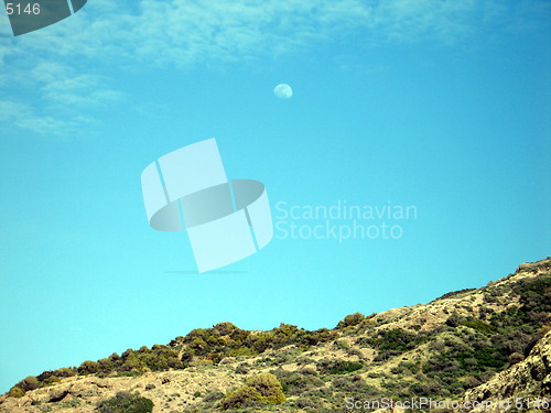 Image of Moon over the mountain. Cyprus