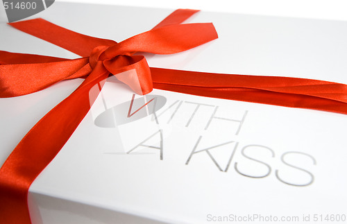 Image of gift box with a kiss