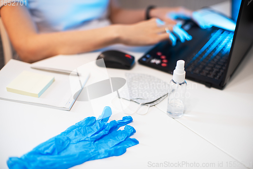 Image of Woman in quarantine for coronavirus working from home