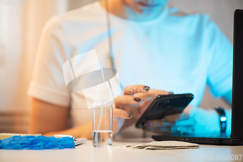 Image of Woman in quarantine for coronavirus working from home