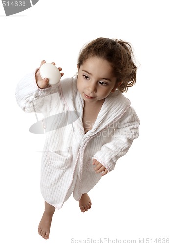 Image of Little girl holding soap