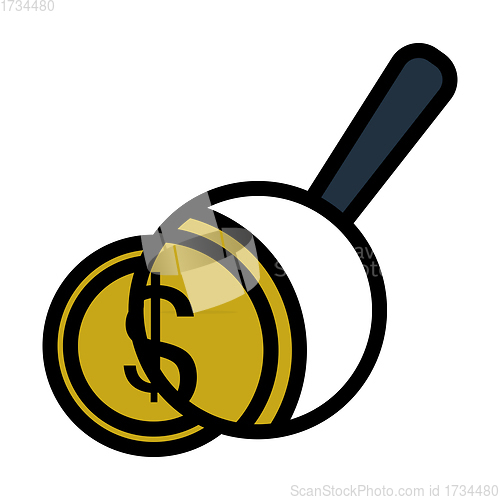 Image of Magnifying Over Coins Stack Icon