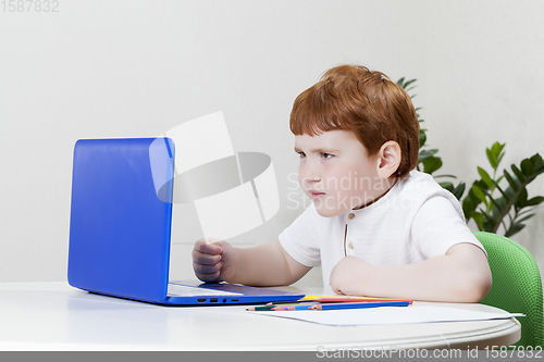 Image of a boy looks at information