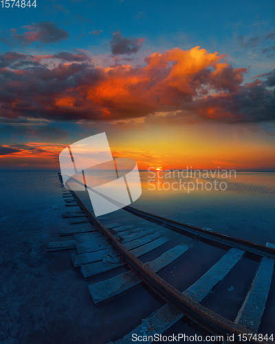 Image of Beauty sunset on salty lake