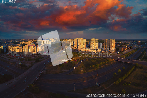 Image of Aerial shot of view to Barnaul city.