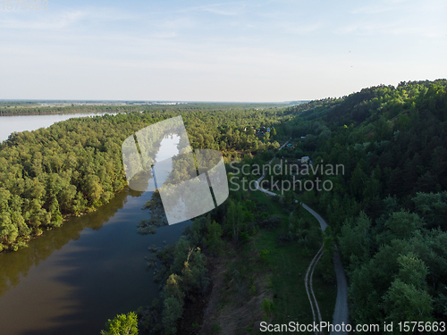 Image of Aerial view of big siberian Ob river