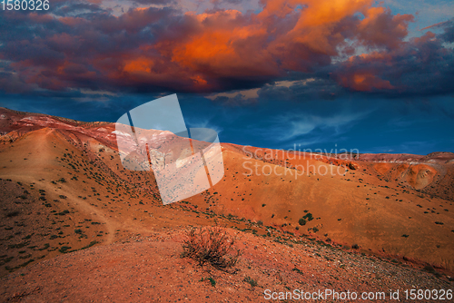 Image of Mars landscape with sunset