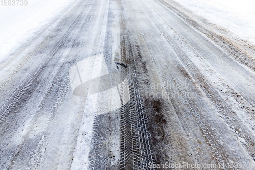 Image of slippery and dangerous road for transport