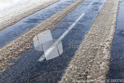 Image of winter time on a narrow rural highway