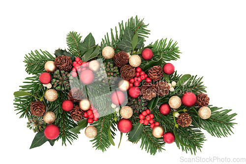 Image of Christmas Festive Spray with Baubles and Flora