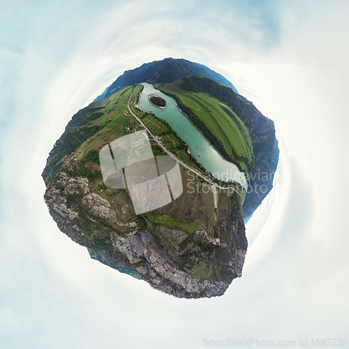 Image of 360 spherical panorama of Katun river