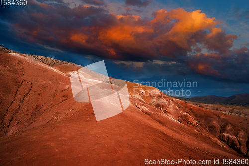 Image of Mars landscape with sunset