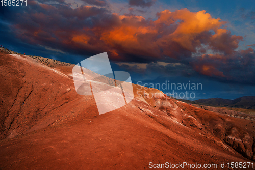 Image of Mars landscape with sunset