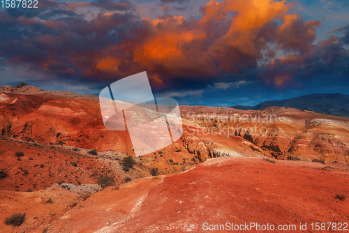 Image of Mars landscape with sunset