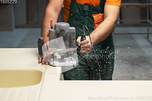Image of Stone sink furniture production