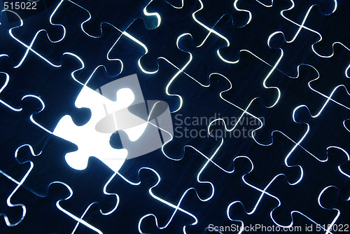 Image of abstract puzzle background with one missing piece