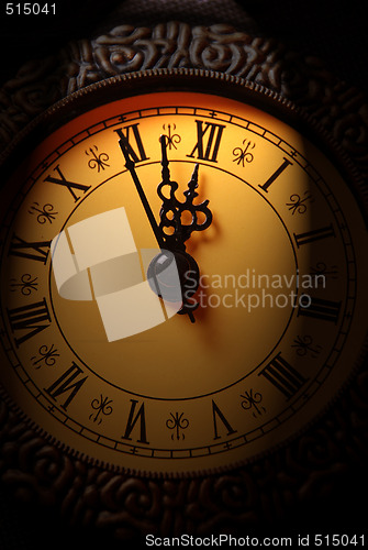 Image of clock showing time about twelve