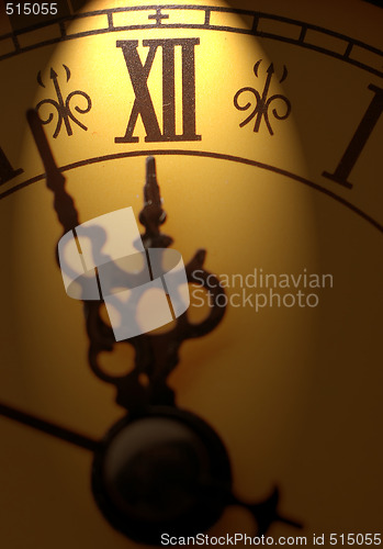 Image of clock showing time about twelve
