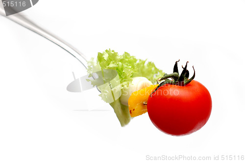 Image of cherry tomato on fork
