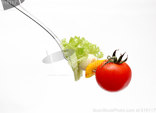 Image of cherry tomato on fork