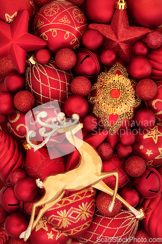 Image of Christmas Reindeer and Tree Bauble Abstract Background 