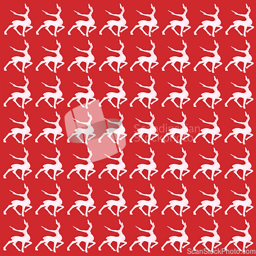 Image of Christmas Eve White Reindeer Pattern on Red Background