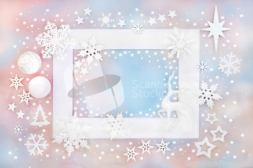 Image of Christmas Eve North Pole Background Border Frame