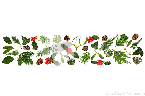 Image of Traditional Christmas Winter Greenery Banner