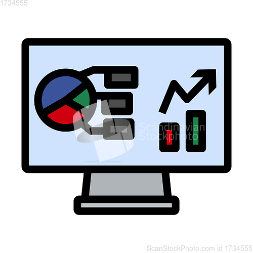 Image of Monitor With Analytics Diagram Icon