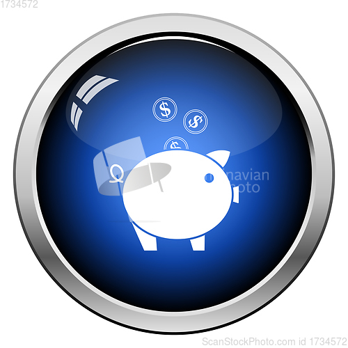 Image of Golden Coins Fall In Piggy Bank Icon