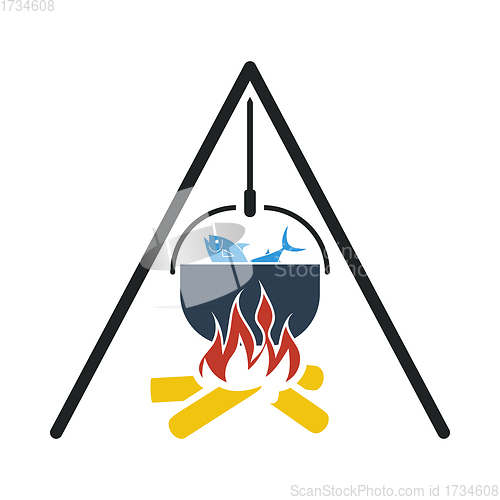 Image of Icon Of Fire And Fishing Pot