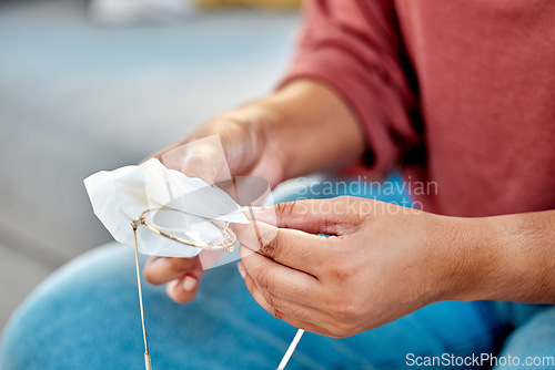 Image of Hands, woman and cleaning dust of glasses with fabric tissue for protection, sight and eyes. Girl, microfiber cloth and wipe spectacles, frames and eyewear for clear vision, reading and lens eye care