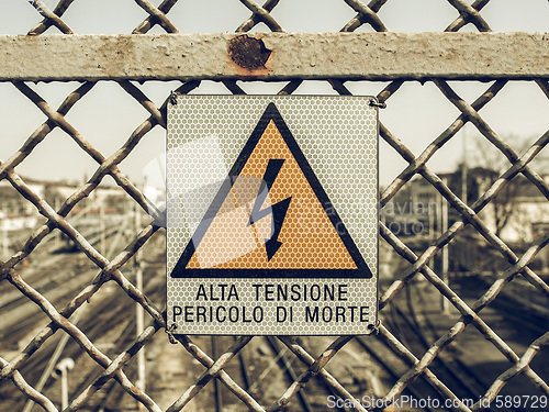 Image of Vintage looking Electric shock sign