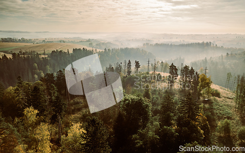 Image of Aerial view of autumn countryside, traditional fall landscape in centra Europe