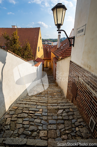 Image of Narrow street in jewish quarter. Trebic, Czech Republic