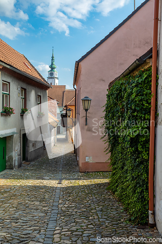 Image of Narrow street in jewish quarter. Trebic, Czech Republic