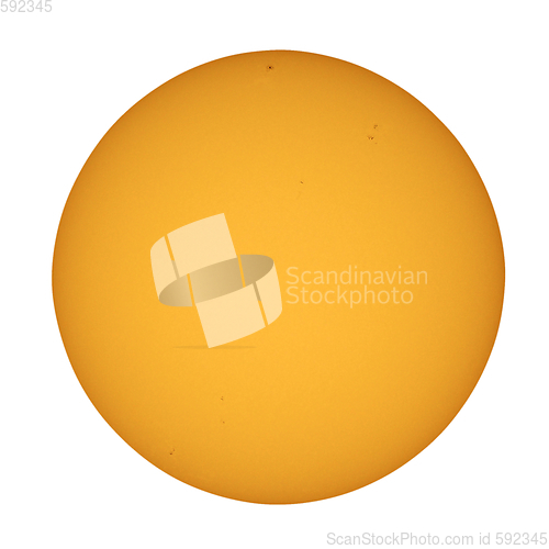 Image of Sun with sunspots seen with telescope