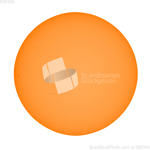 Image of Sun with sunspots seen with telescope transparent background