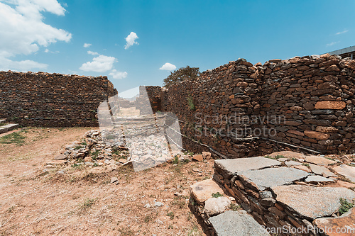 Image of Queen of Sheba palace ruins in Aksum, Axum civilization, Ethiopia.
