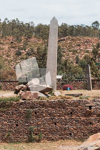 Image of Famous ancient obelisks in city Aksum, Ethiopia